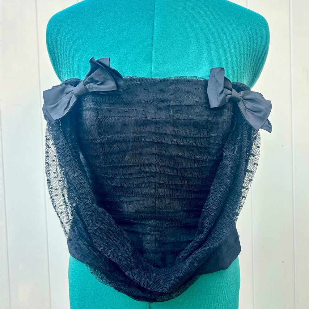 Vintage Black Polkadot Corset SIZE S